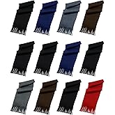 12 Pack Fleece Winter Scarves, Warm Winter Scarf Multi-color Bulk Wholesale, Unisex Men Women