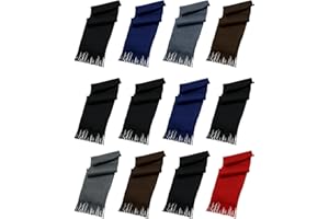 WINTERLACE 12 Pack Fleece Winter Scarves, Warm Winter Scarf Multi-color Bulk Wholesale, Unisex Men Women