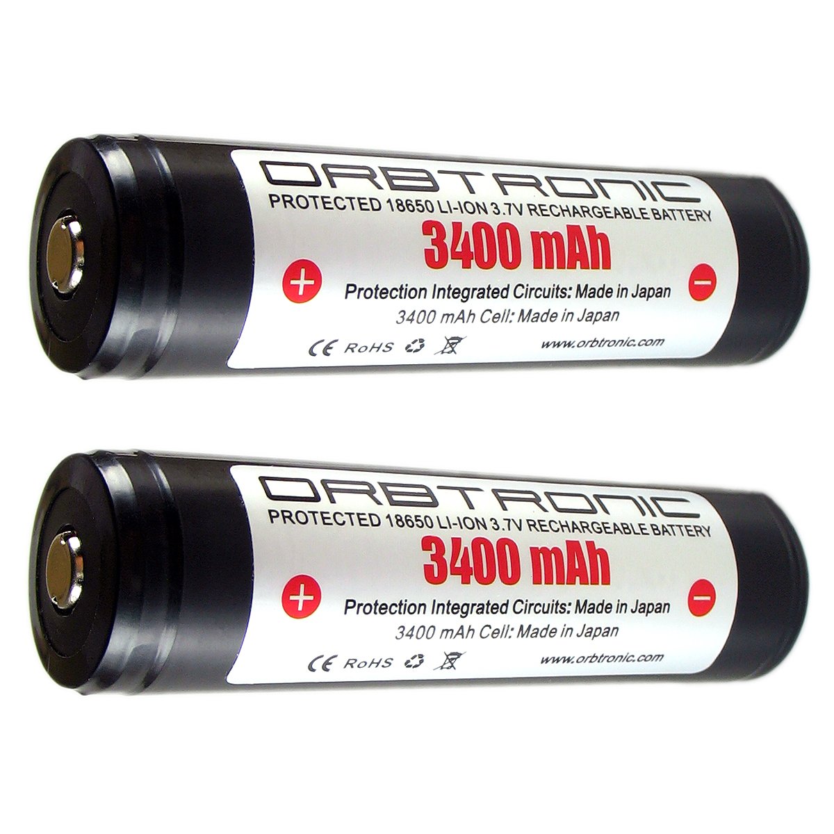 3400mAh Battery ORBTRONIC Protected Button Top Rechargeable High