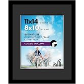 Americanflat 11x14 Picture Frame - Matted to 8x10 - Engineered Wood - Black | Shatter-resistant glass, hangs vertical or horizontal, sawtooth hangers included, use with or without mat
