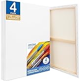 FIXSMITH Stretched White Blank Canvas - 18x24 Inch, 4 Pack,Primed Large Canvas,100% Cotton,5/8 Inch Profile of Super Value Pack for Acrylics,Oils & Other Painting Media