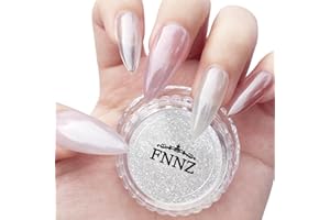 FNNZ White Chrome Nail Powder, Clear Glazed Donut Mermaid Aurora Nail Powder Pigment Pearlescent Nail Art Glitter Decoration for Home DIY Nail Salon Manicure - Glaze White