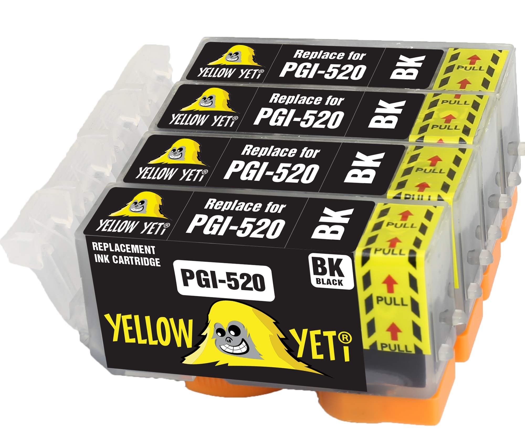 YELLOW YETI Replacement for Canon PGI-520 PGI-520BK Ink Cartridges compatible with Canon MP560 MP640 MP630 MP620 iP4600 iP4700 iP3600 MP540 MP990 MP980 MP550 MX870 MX860