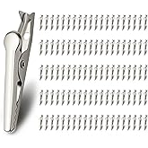 Abvsdu 100 PCS Metal Alligator Clip, 35mm Spring Clamps Test Line Crocodile Clip Silver Tone Alligator Clips Nickel Plated Cr