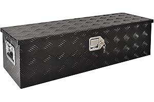 FGJQEFG 39 Inch Aluminum Heavy Duty Truck Bed Tool Box Truck Car Outdoor Trailer Pickup Toolbox, RV Storage Organizer Trailer Storage Tool Box w/Lock & Keys, 5 Bar Tread, Black (39"X13"X10")