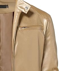 SWJGLITTR Men Slim Fit Motorcyle Leather Jacket