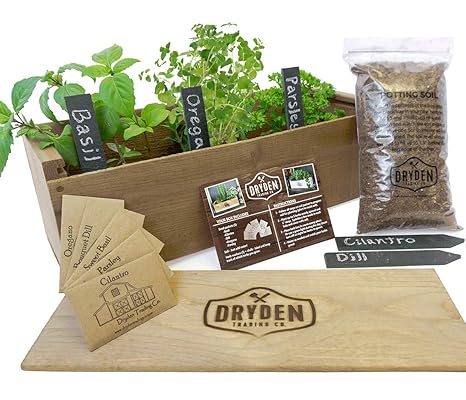 Amazon.com : Indoor/Outdoor Herb Garden Kit - Classic Wood Planter Box