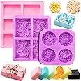 Yancorp 3 Pack Silicone Soap Molds 6 Cavities Silicone Soap Mold Rectangle Oval and Flower Shapes Soap Molds for Soap Making