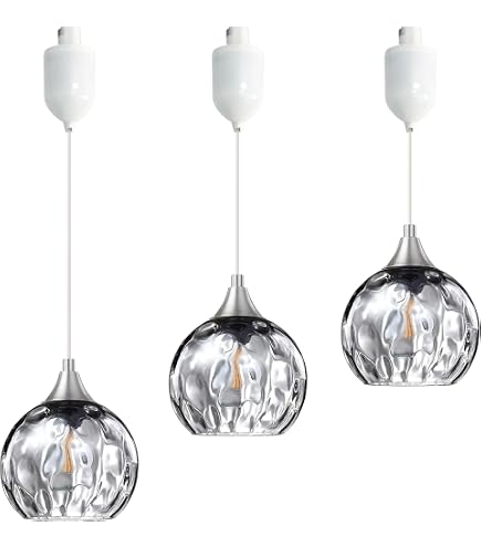 SKIVTGLAMP Dimmable Track Pendant Light - Honeycomb Glass Shade 3.2ft Cord