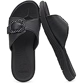 COFACE Womens Dressy Orthotic Slides Lightweight Yoga Mat Thick Cushion Recovery Walking Sandals Adjustable Slip On Slippers with Comfortable Plantar Fasciitis Arch Support