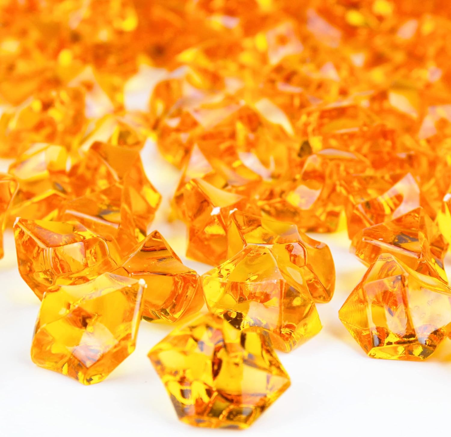 Vase Fillers - CYS EXCEL Acrylic Orange Crushed Ice Vase Fillers (Approx. 180-190 PCS, 3 Cups) | Multiple Color Choices Plastic Crushed Glass for Arts & Crafts | Acrylic Rock Gems Table Scatter