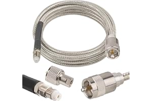 MOOKEERF CB Coax Cable,RG8x Coaxial Cable 6ft,RG8X Stranded Core CB Antenna Cable with PL-259 and FME/PL259 Male Connector,Lo