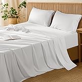 LBRO2M 100% Cotton Sheets Set Queen Size, 600 Thread Count, 4 Piece Sets Bed Sheet Deep Pocket Sheet Set 16" Soft Comfortable All Season (Queen, White)