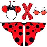 ZZIHAN Girls Ladybug Wings & Antenna Headband — Dress-Up Set for Halloween, Birthday & School Play, Ages 4–12