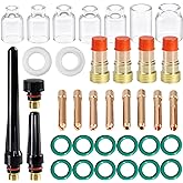 TIANLYLIN 36 Pcs TIG Welding Torch Stubby Gas Lens #4 - #12 Glass Cup Kit | for WP-17/18/26