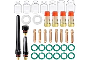 TIANLYLIN 36pcs TIG Welding Torch Accessories Stubby Gas Lens 4#~12# Glass Cup Kit For WP-17/18/26