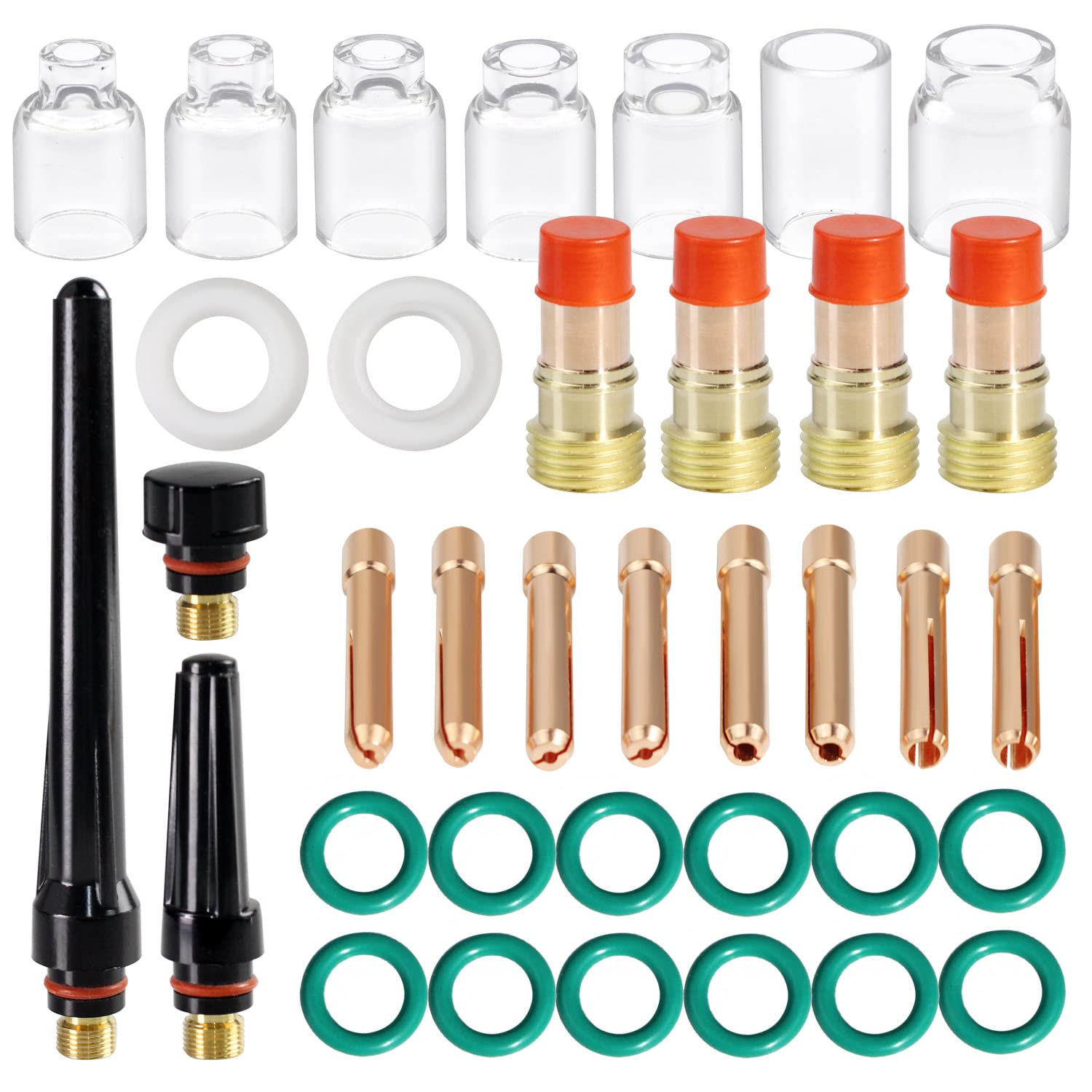 Photo 1 of TIANLYLIN 36pcs TIG Welding Torch Accessories Stubby Gas Lens 4#~12# Glass Cup Kit For WP-17/18/26