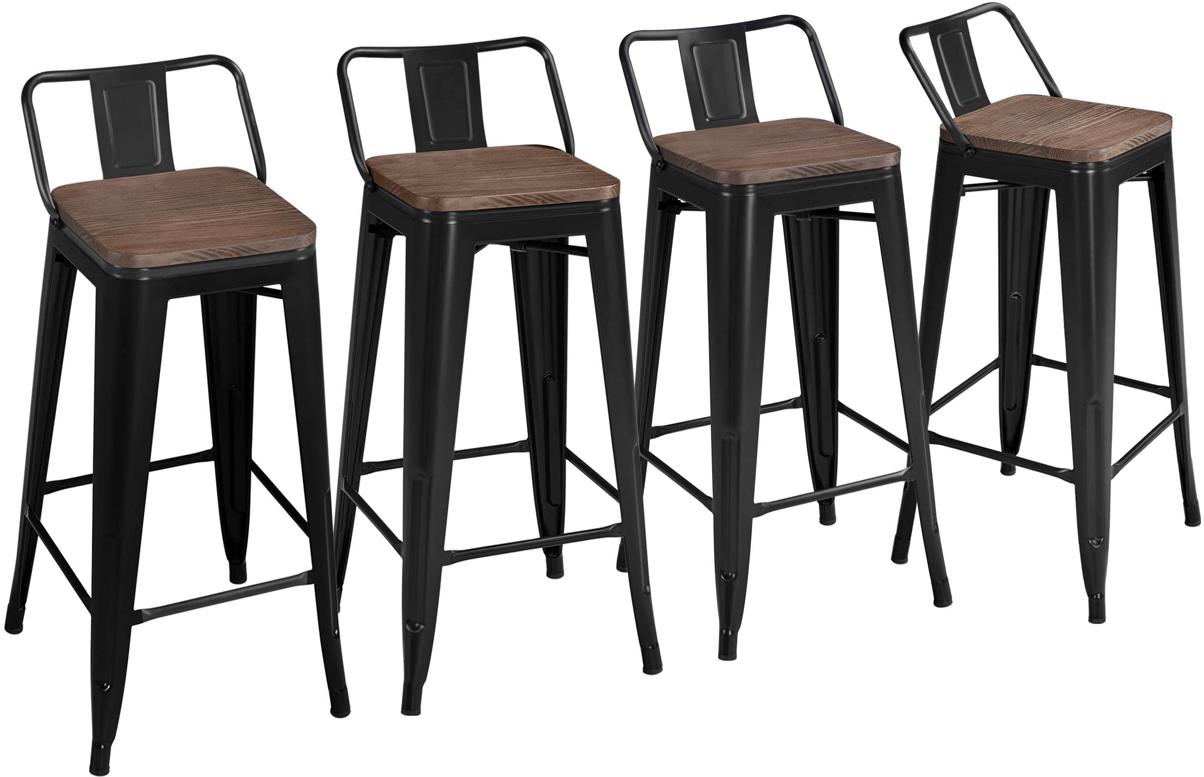 Photo 1 of ** MISSING HARDWARE**
Yaheetech 30" Metal Barstools Set of 4 Bar Height Bar Stools with Wooden Top Low Back Industrial Bar Stools Metal Stool for Indoor-Outdoor Counter Stools with Wooden Seat Matte Black