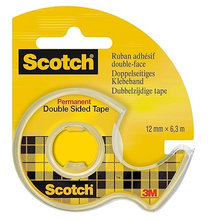 Scotch 665H1263 doppelseitiges Klebeband, 12 mm x 6.3 m, transparent