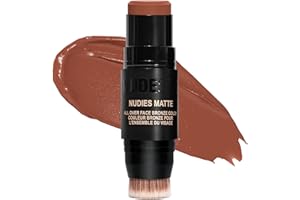 Nudestix Nudies Bronze All Over Matte Bronzing Stick – 3-in-1 Cream Bronzer for Cheeks, Eyes & Lips with Built-In Brush | Natural Contour & Sun-Kissed Glow