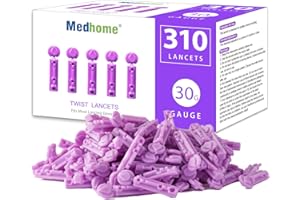 Medhome Blood Lancets, Single use, 30 Gauge Twist top Lancets for Diabetes Testing, Fits Most Lancing Devices for Blood Sugar Kit and Glucose Meter - 310 Count per Box - Purple