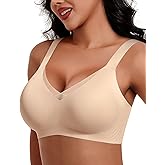 HORISUN Seamless Mesh Lace Bras for Women No Underwire Wireless Bras with Support and Lift Full Coverage Deep V Bralettes
