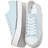 FRACORA Womens White Black Canvas Sneakers Low Top Canvas Shoes for Women Tennis Shoes