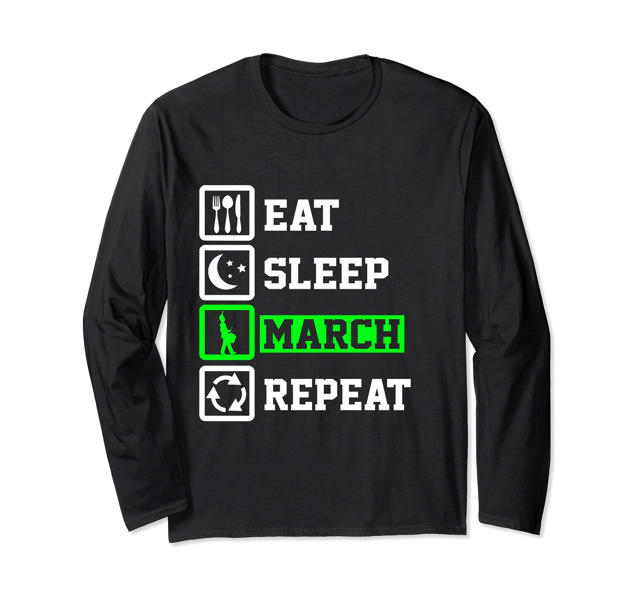 Eat Sleep Snare Drum Repeat Funny Snare Drum Long Sleeve T-Shirt