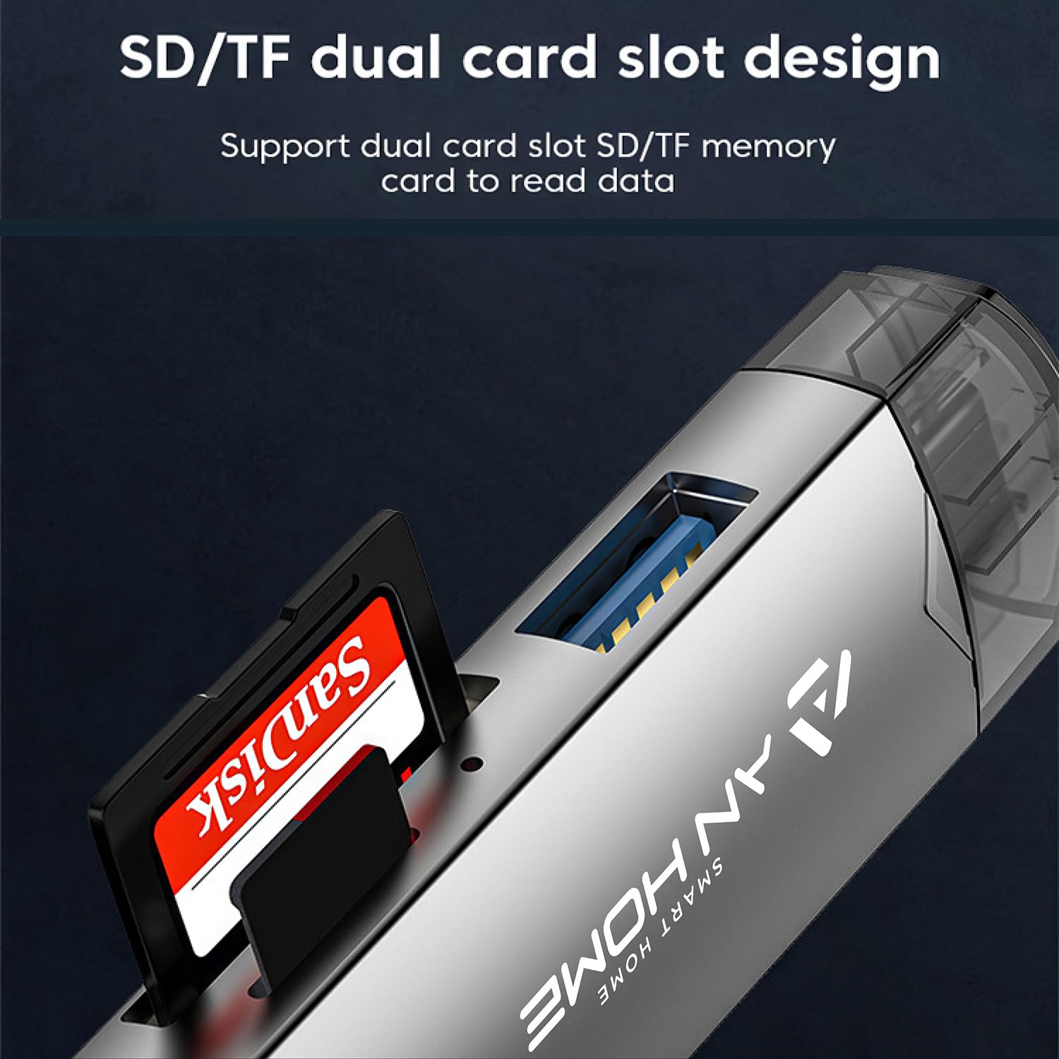 AnHome SD Card Reader USB C 6 in 1 OTG Memory Adapter Connector USB 3.0 USB C Micro USB Supports SD/MicroSD/SDXC/SDHC/MMC/RS-MMC/UHS-I Compatible with MacBook iPad Pro, Android Phone, PC, Laptop etc