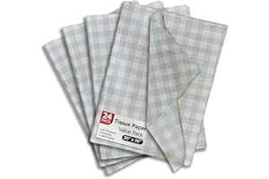 Pro Supply Global Blue Gingham Printed Tissue Paper for Gift Bags or Boxes and Wrapping - Checkered Bulk Decorative Art Tissue Paper for Packaging and Gifting | 24 Sheets 20" x 30"