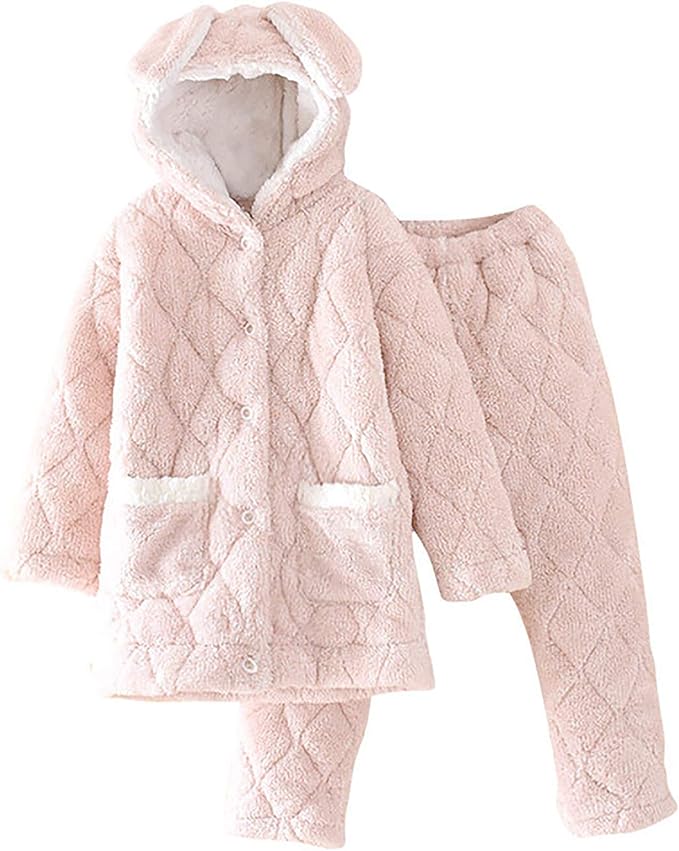 Pyjamas Women Fleece PJ Set, Super Soft Cosy Loungewear, Ladies