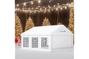 Vasttent 20x20ft Party Tent for Wedding All-Season Outdoor Large Event Camping, Upgraded Galvanized Poles&Rainproof PE Removable Sidewalls, Heavy Duty Canopy with 6 PVC Windows and Carry Bags - White