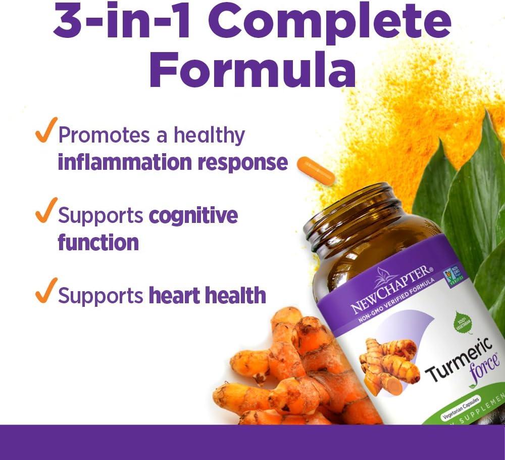 New Chapter Turmeric Supplement, One Daily, Joint Pain Relief + Supercritical Organic Turmeric, Black Pepper Not Needed, Non-GMO, Gluten Free – 120 Count (4 Month Supply): Health & Personal Care