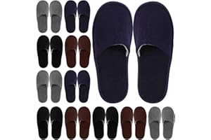 Geyoga 12 Pair Disposable Slippers for Guests Non Slip Disposable House Slippers Washable Reusable for Spa Travel Hotel Indoor Shoeless Home Bride Bathroom