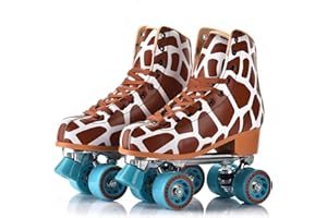 PERZCARE Roller Skates for Women,Double Row 4 Wheels Shiny Quad Men Skates,PU Leather High-top Roller Skates for Girls/Boys/Ladies/Unisex Indoor/Outdoor