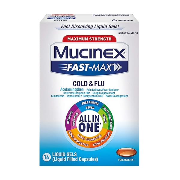MUCINEX MAXIMUM STRENGTH FAST-MAX COLD & FLU ALL-IN-ONE LIQUID GELS, 16CT (PACKAGING MAY VARY)