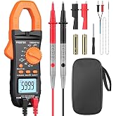 Proster 6000 Count Clamp Meter 800A Amp Tester TRMS NCV Multimeter Kit | AC/DC Current/Voltage &Omega; C Freq Diode Continuity 28mm Jaw Opening Backlit LCD Auto-range with Test Leads, Alligator Clips