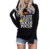 Susongeth Halloween Sanderson Sisters Fashion Hoodie Women Halloween Hocus Pocus Long Sleeve T-Shirt Lightweight Pullover Top