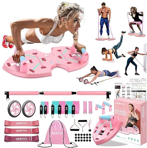 LALAHIGH Home Workout Equipment for Women, Multifunction Push Up Board,  Portable Home Gym System with Resistan