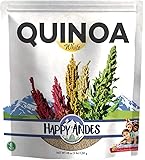 Happy Andes White Quinoa 3 lbs - Non Gluten, Whole Grain - Ready to Cook Food for Oats and Seeds Recipes - Healthy Meal with Vitamins and Protein - Best Value