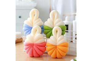 MAJHAMA Artisan Sculpted Two-Tone Exfoliating Bath Sponges (4-Pack) – Premium Soft-Serve Mesh Shower Poufs for Deep Lather & 