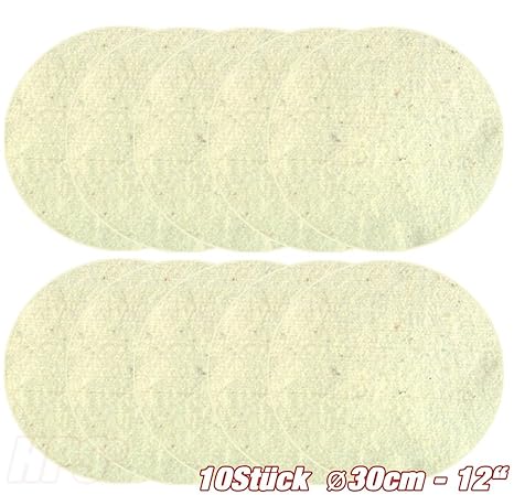 HPS® Sparset - 10-Stück- Wollpads -Schafschurwolle - Polierpad Ø30cm - Polierbad für geöltes, versiegeltes Parkett, Laminat, 