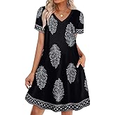 WIHOLL Dresses for Women Casual Summer Loose T Shirt Dress with Pockets Beach Vacation Outfits S-4XL