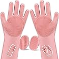 Augwind 6PCS Pet Grooming Kit | Dog Washing Gloves | Dog Bath Brush | Dog Bath Gloves | Dog Shampoo Brush | Pet Grooming Gloves | Cat Bathing Supplies | Dog Bath Supplies (Light Pink)