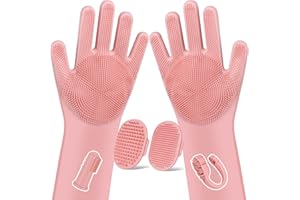 Augwind 6PCS Pet Grooming Kit for Dogs,Cats and Horses | Dog Washing Gloves | Dog Bath Brush | Dog Bath Gloves | Dog Shampoo Brush | Pet Grooming Gloves | Dog Bath Supplies (Light Pink)