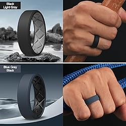 Egnaro Men's Silicone Rings, 7.5mm Wide 2.5mm Thick