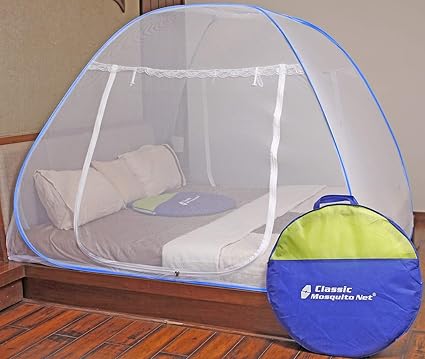 Classic Mosquito Net Foldable King Size (Double Bed) With Saviours - Blue