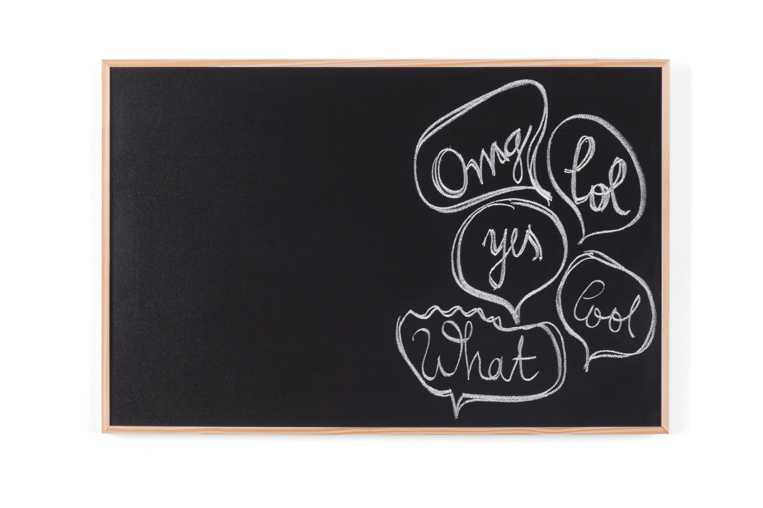 Bi-Office Chalkboard, Black Non Magnetic Surface, Natural Pine Frame, 88.5 x 58.5 cm