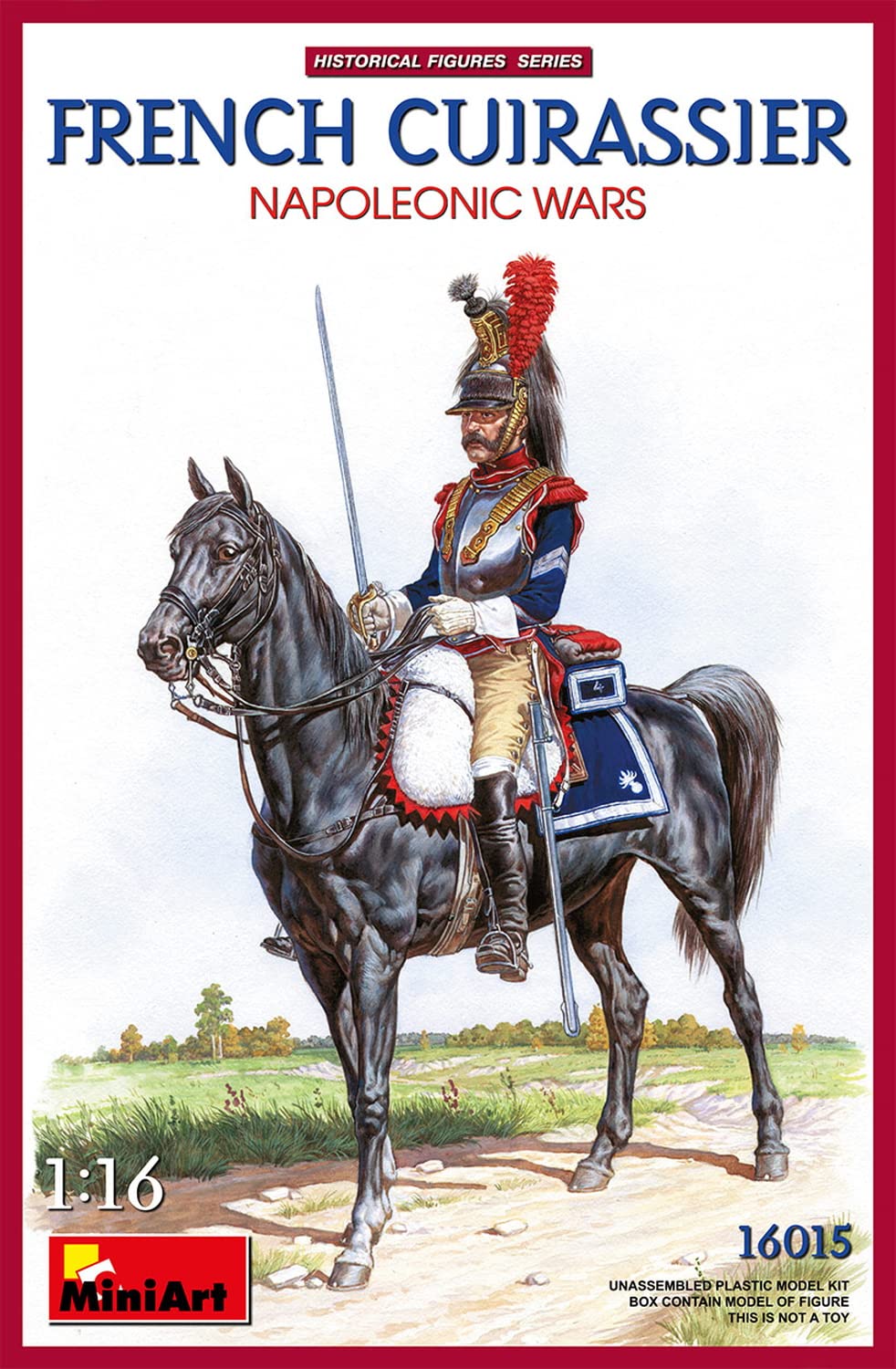 Miniart 1:16 Scale French Cuirassier Napoleonic Wars Plastic Model Kit, Blue