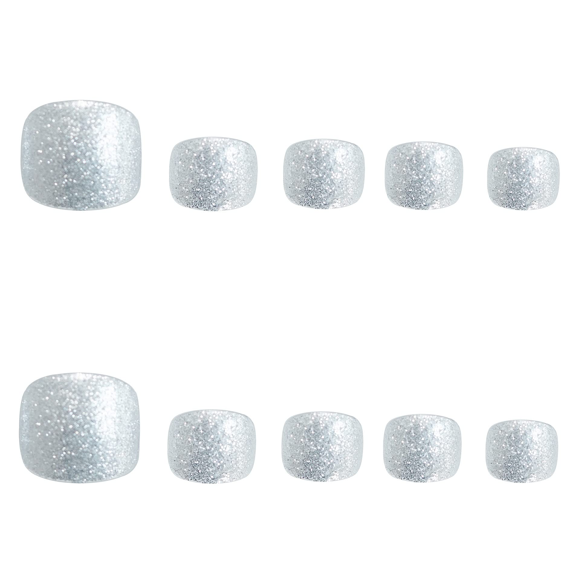 24Pcs/Set Press On Toenails Shiny False Toenails for Big Toes Short Full Cover Fake Toenails for Women Sticker On Feet Nails Art Tips